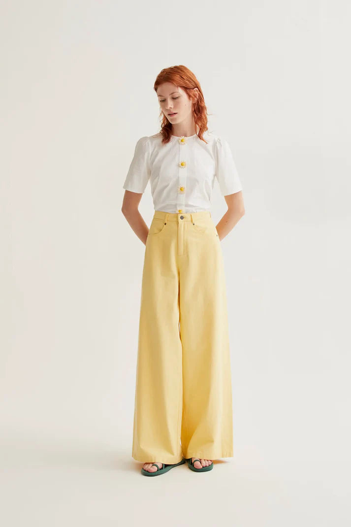 COMPANIA FANTASTICA - COTTON TOP WITH FLORAL BUTTONS