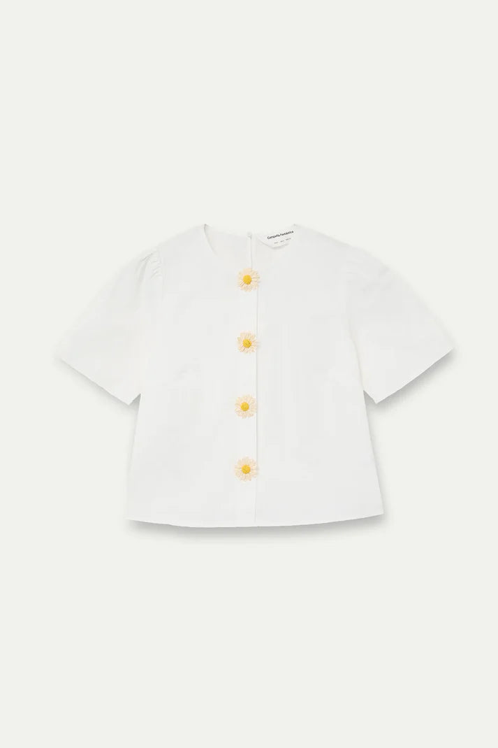 COMPANIA FANTASTICA - COTTON TOP WITH FLORAL BUTTONS