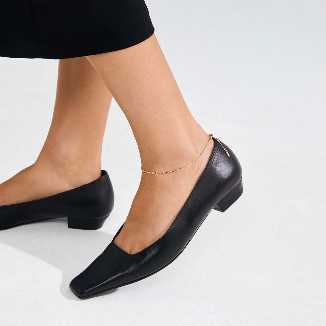 PILGRIM - PARISA RECYCLED FLAT LINK ANKLE CHAIN GOLD-PLATED