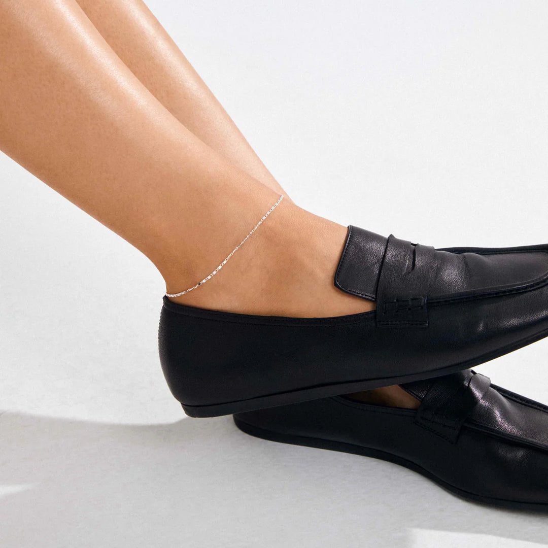 PILGRIM - PARISA RECYCLED FLAT LINK ANKLE CHAIN SILVER-PLATED - SILVER PLATED