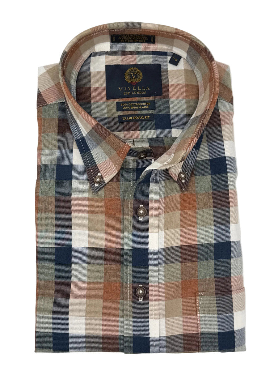 VIYELLA - MEN'S LONG SLEEVE DOWN SPORT SHIRT