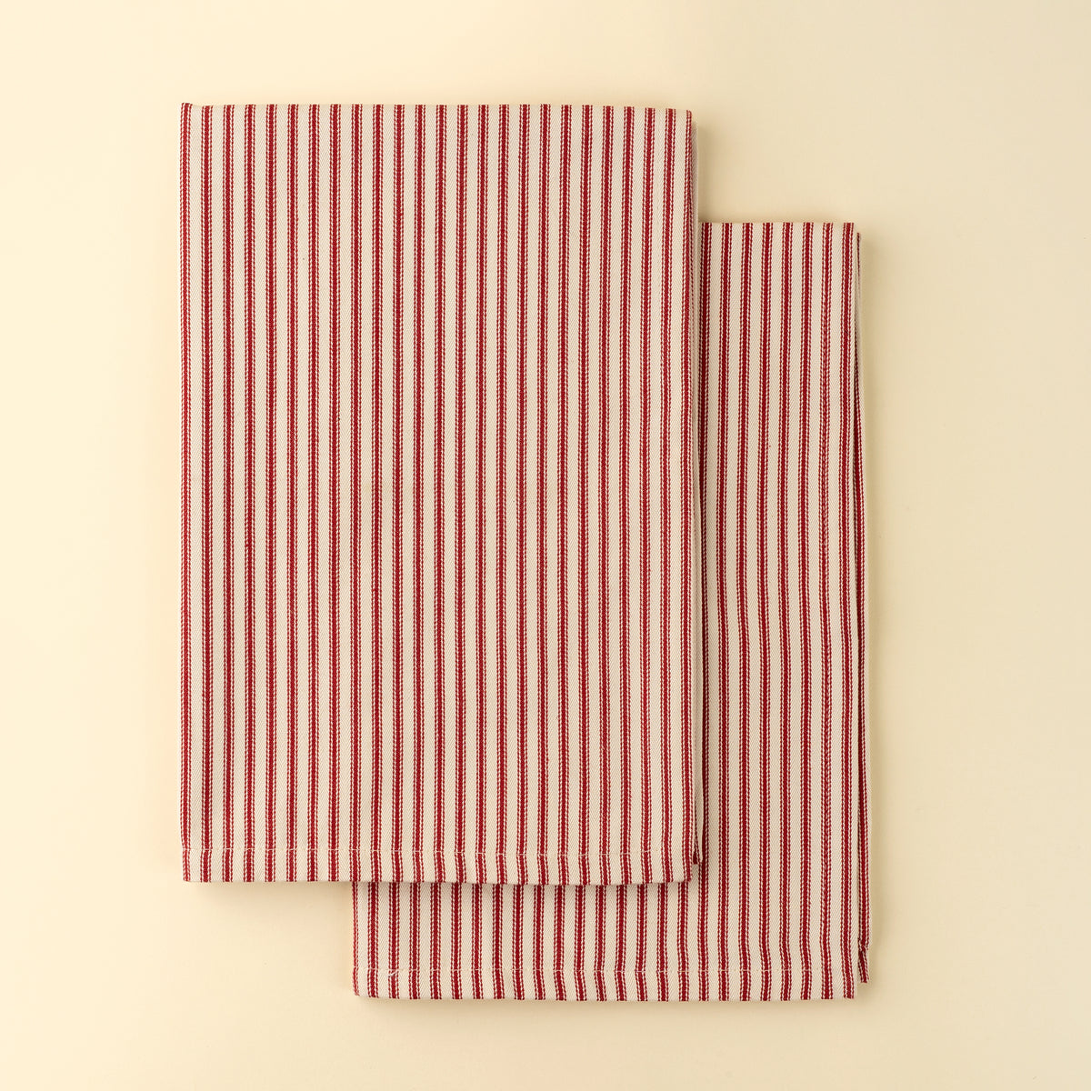 INDABA - RED TICKING TEA TOWELS, S/2
