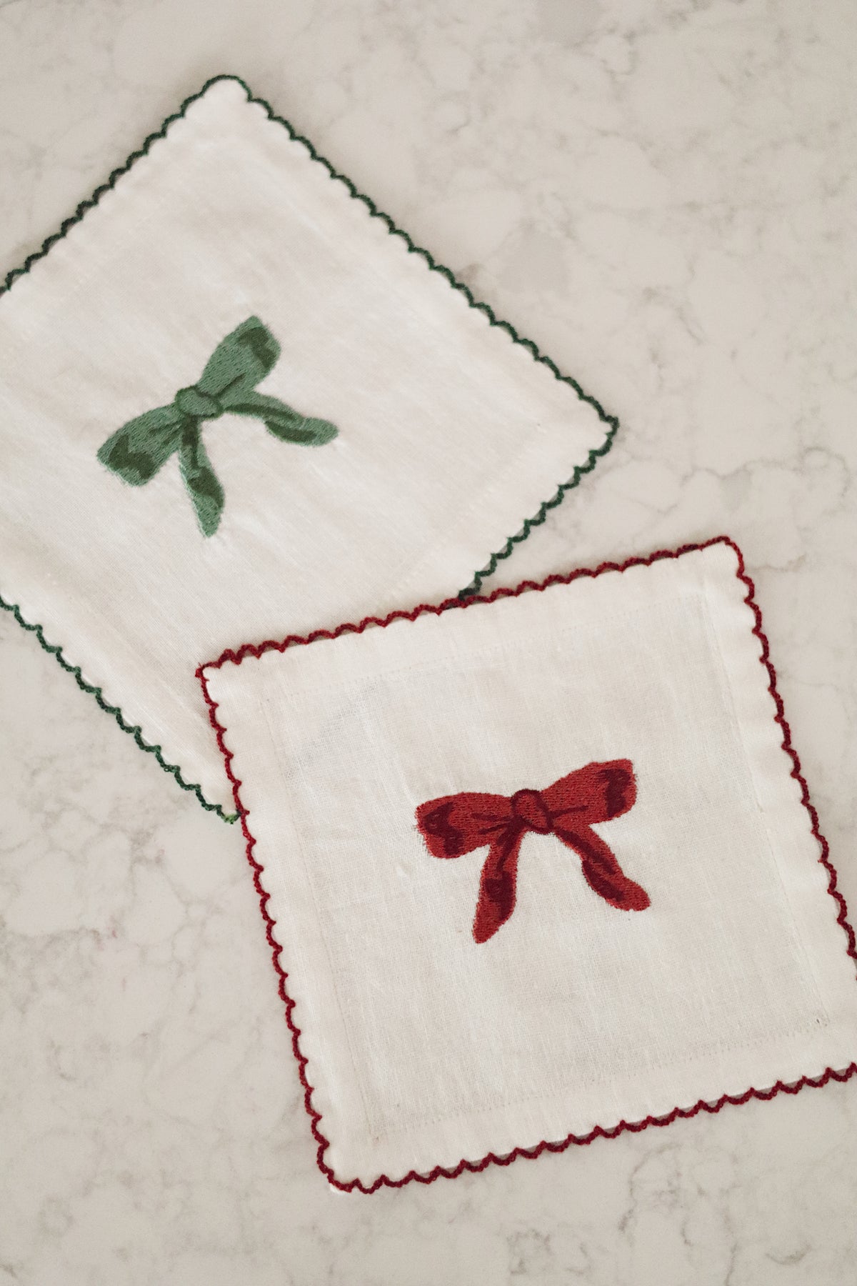 INDABA - EMBROIDERED BOW COCKTAIL NAPKINS S/4