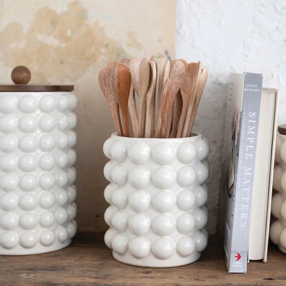 CREATIVE CO OP- RAISED DOTS CANISTER