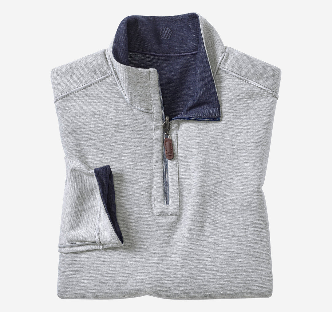 JOHNSTON & MURPHY -MENS Icon Reversible Solid Quarter-Zip