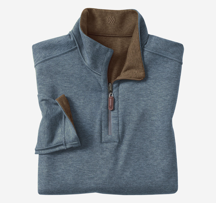 JOHNSTON & MURPHY -MENS Icon Reversible Solid Quarter-Zip
