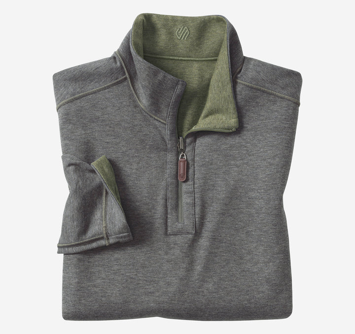 JOHNSTON & MURPHY -MENS Icon Reversible Solid Quarter-Zip