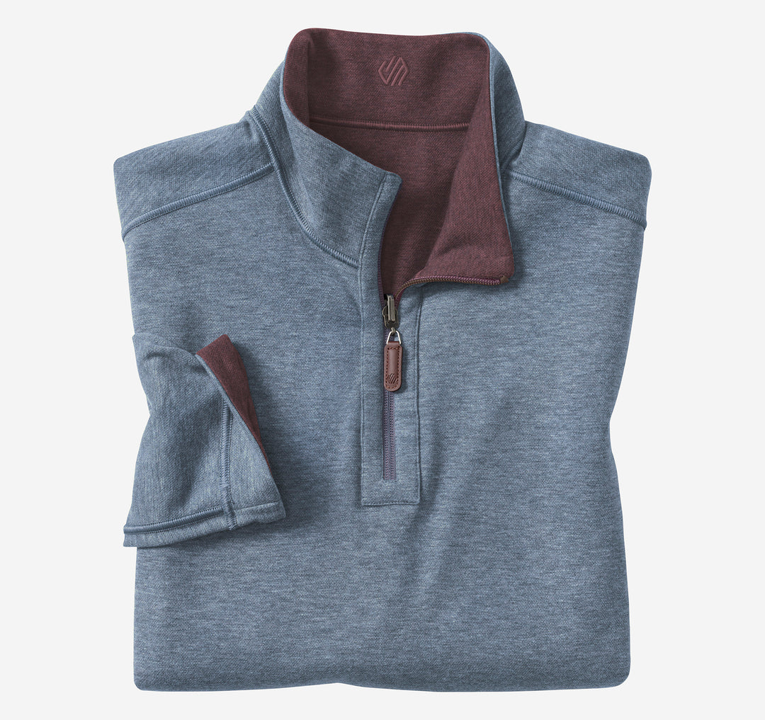 JOHNSTON & MURPHY -MENS Icon Reversible Solid Quarter-Zip
