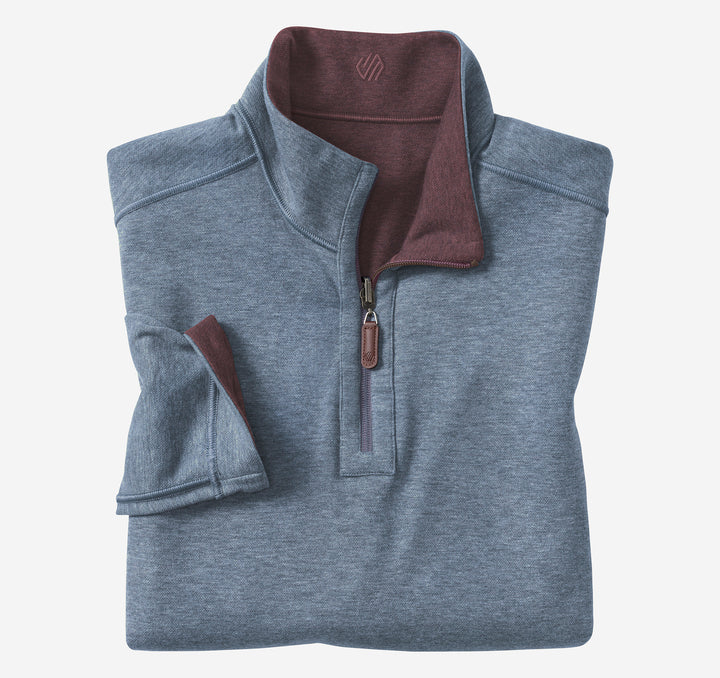 JOHNSTON & MURPHY -MENS Icon Reversible Solid Quarter-Zip