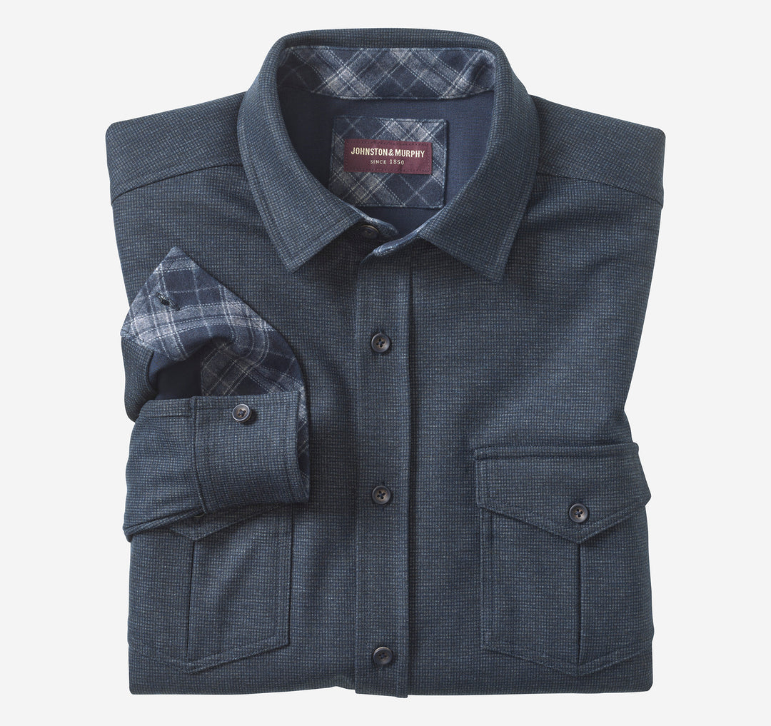 JOHNSTON & MURPHY - MENS Button-Front Knit Shirt