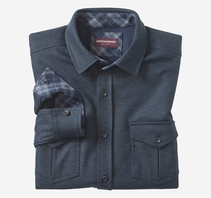 JOHNSTON & MURPHY - MENS Button-Front Knit Shirt