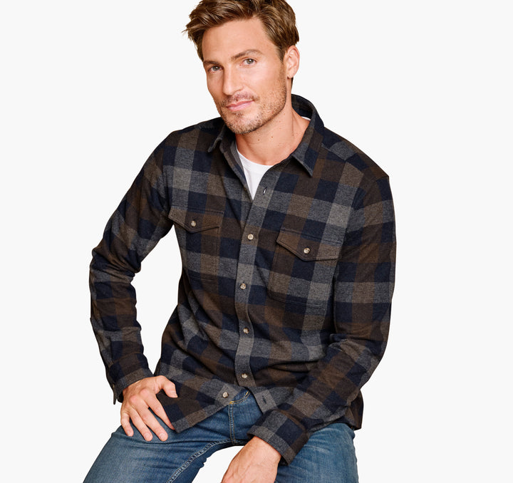 JOHNSTON & MURPHY - MENS PLAID BUTTON SHIRT