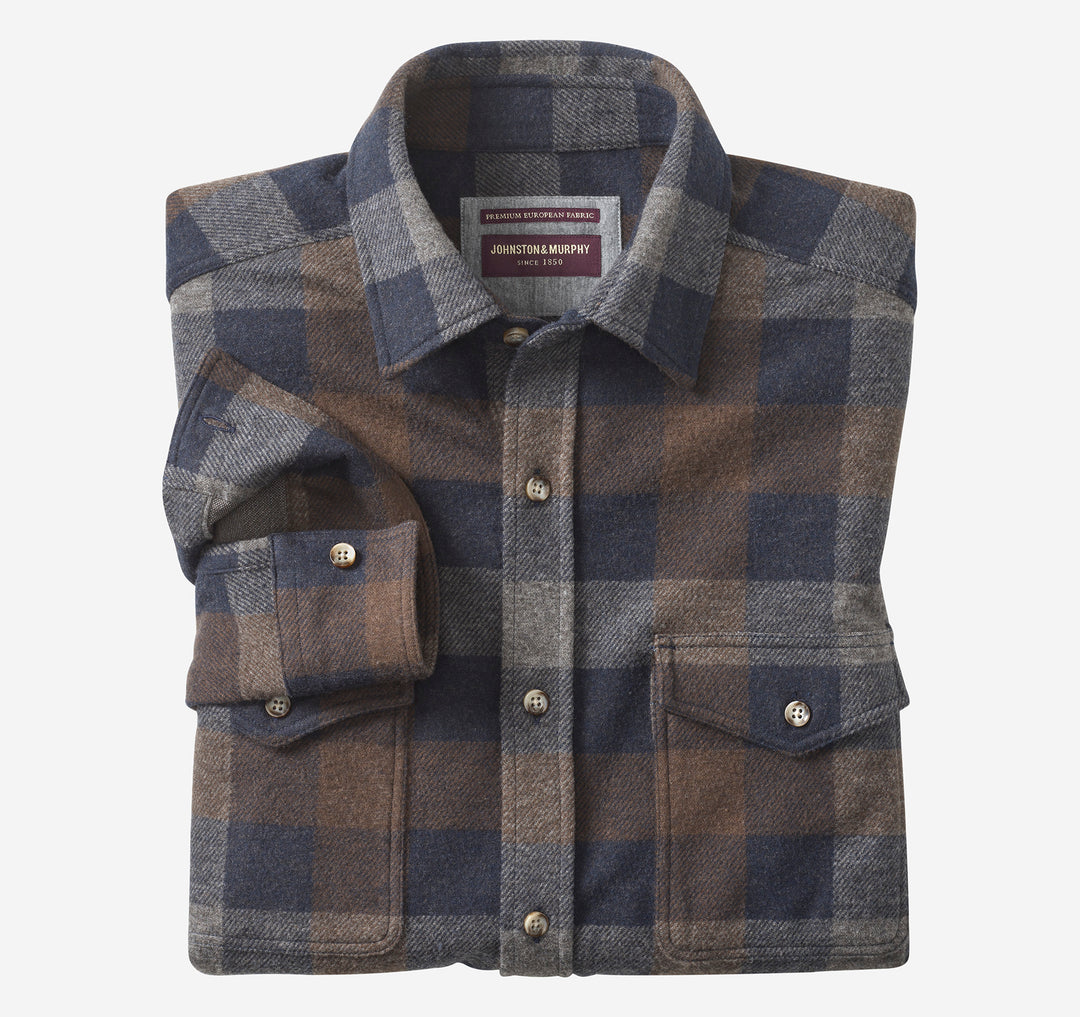 JOHNSTON & MURPHY - MENS PLAID BUTTON SHIRT