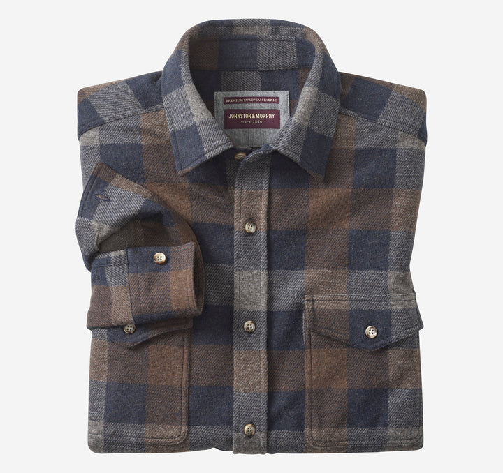 JOHNSTON & MURPHY - MENS PLAID BUTTON SHIRT
