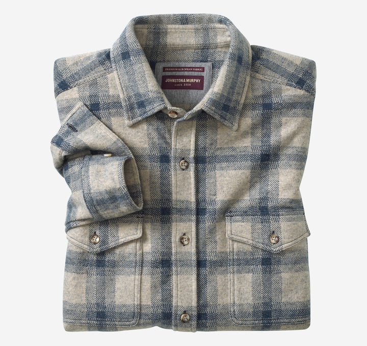 JOHNSTON & MURPHY - MENS PLAID BUTTON SHIRT