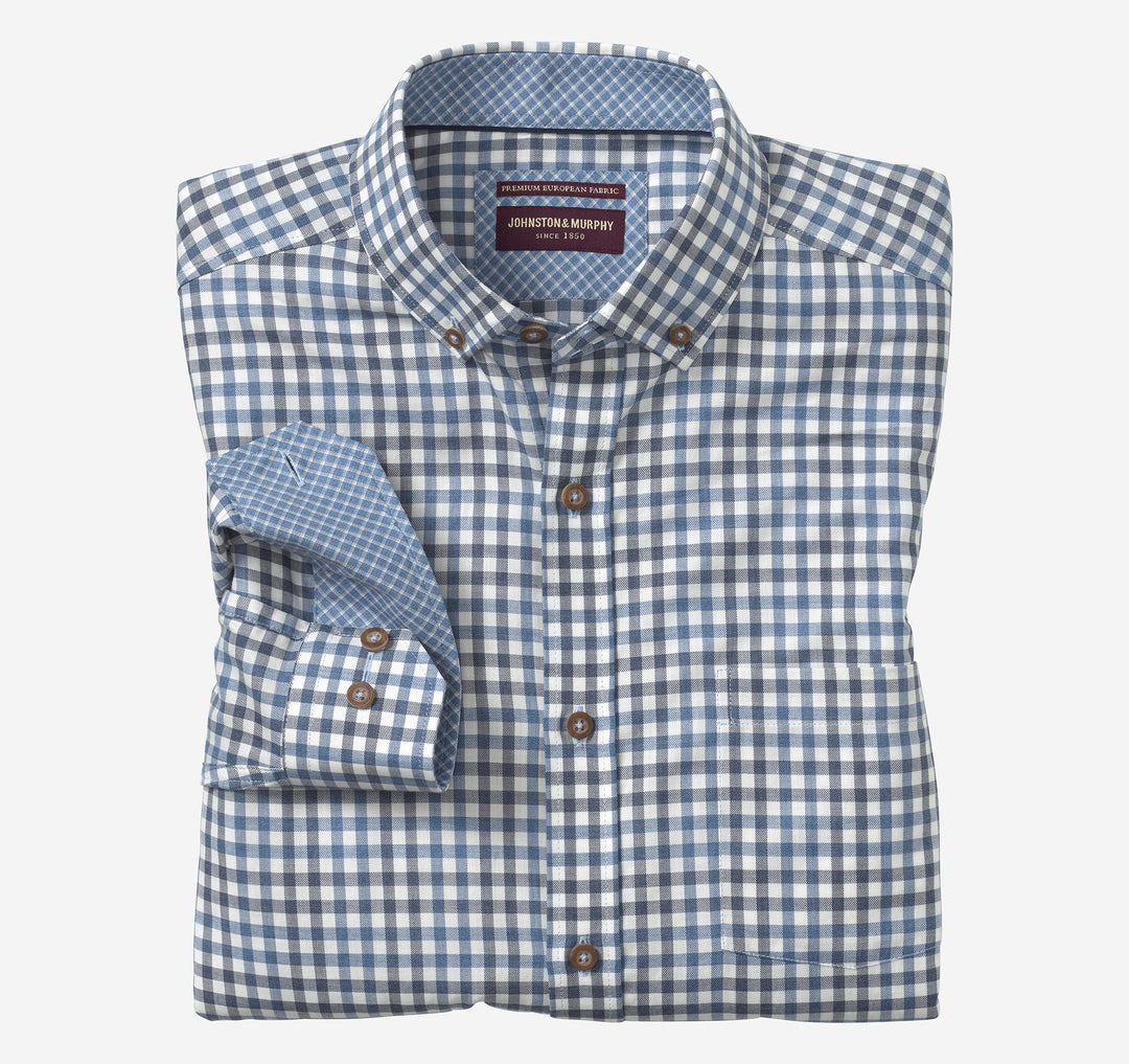 JOHNSTON & MURPHY - MENS HEATHERED WOVEN SHIRT