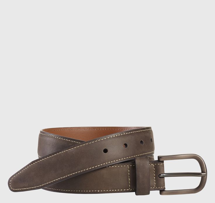 JOHNSTON & MURPHY- MEN'S OILED CONTRAST STITCHED BELT