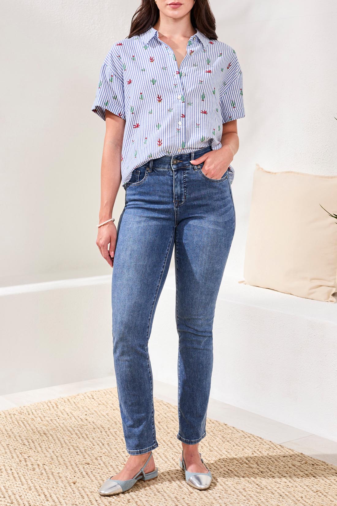 Tribal - Sophia Mid Rise, Straight Leg Jeans #7572O