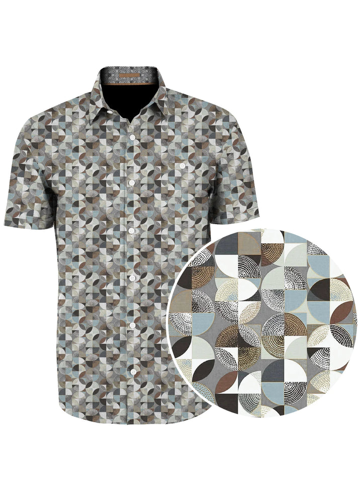 POINT ZERO - MENS 4-WAY STRETCH S/S GEOMETRIC PRINT