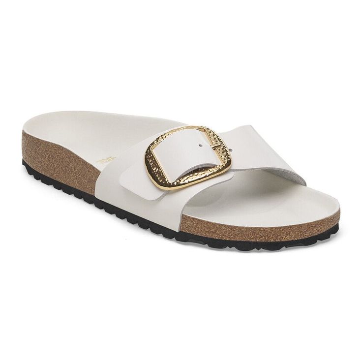 BIRKENSTOCK- WOMEN'S MADRID BIG BUCKLE NATURAL LEATHER PATENT- HIGH SHINE SANDAL