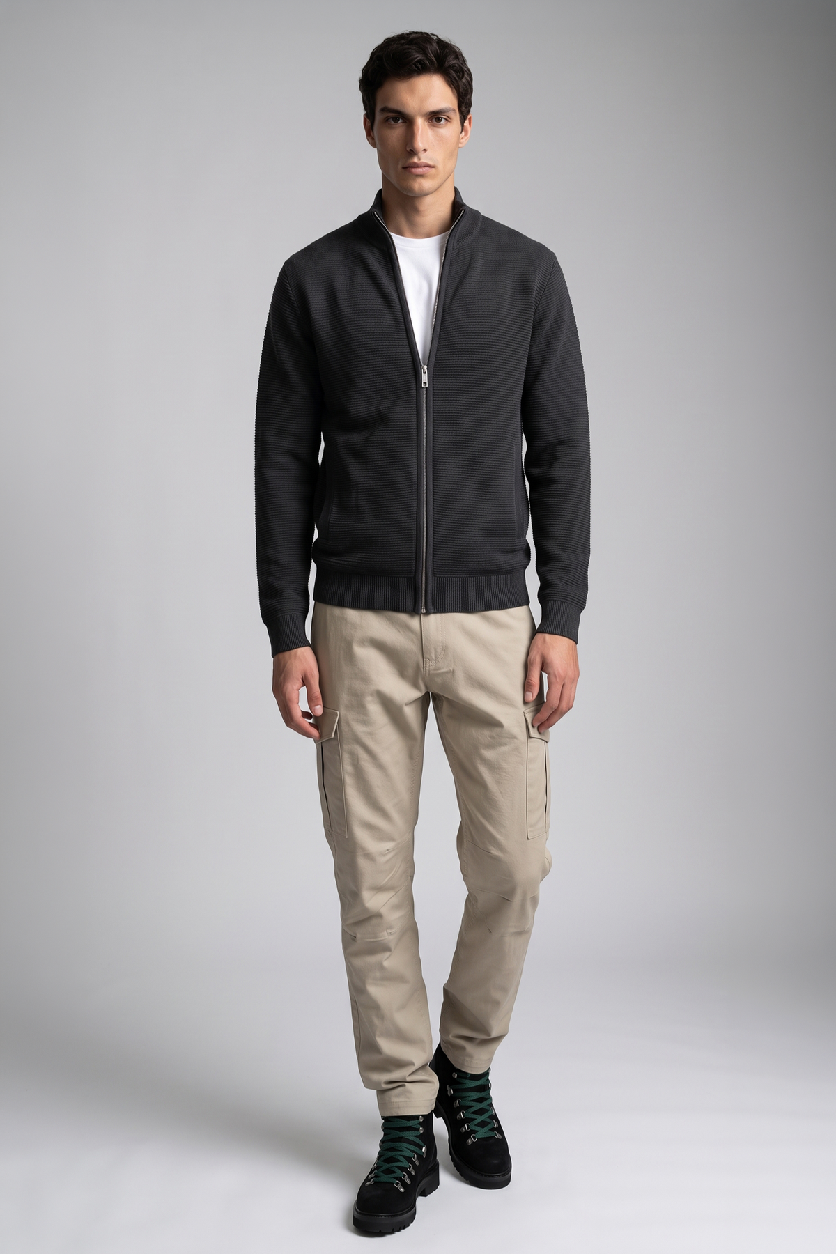 POINT ZERO - OTTOMAN KNIT FULL MOCK ZIP SWEATER