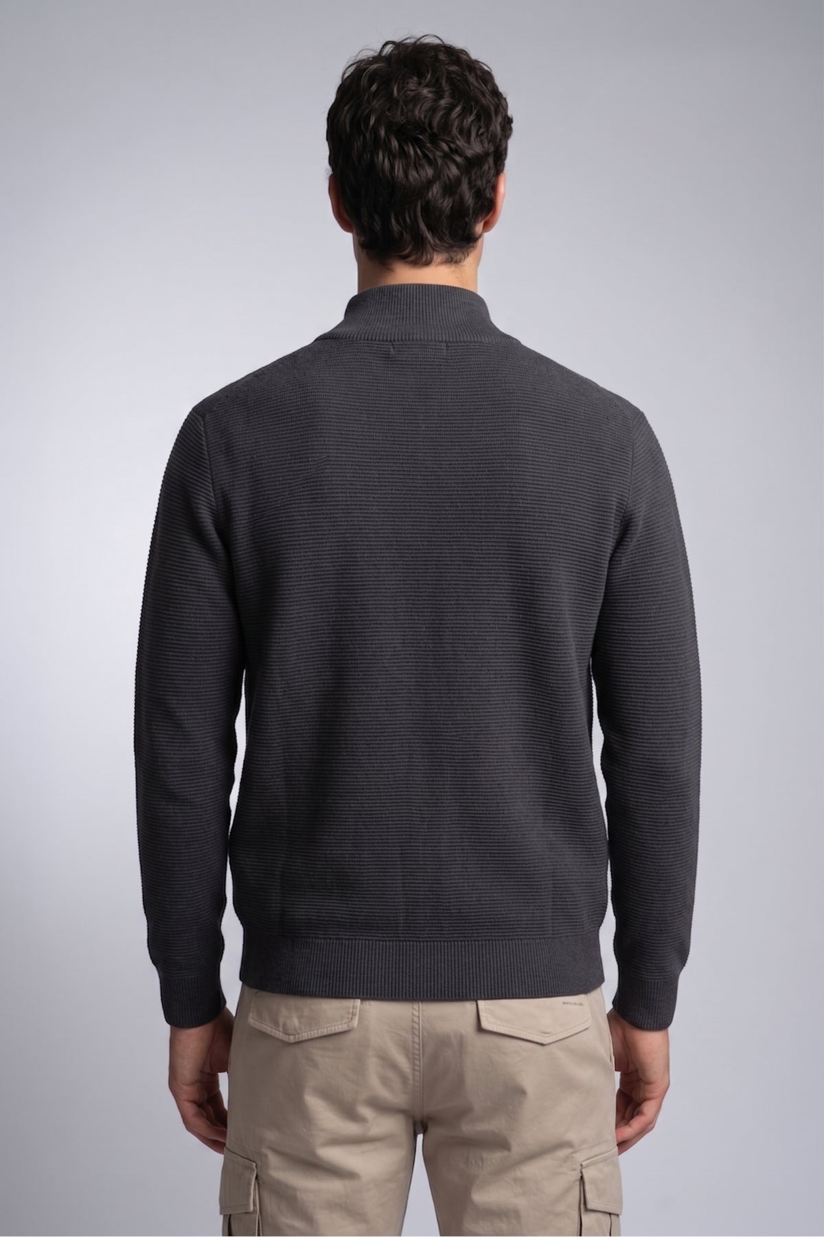 POINT ZERO - OTTOMAN KNIT FULL MOCK ZIP SWEATER