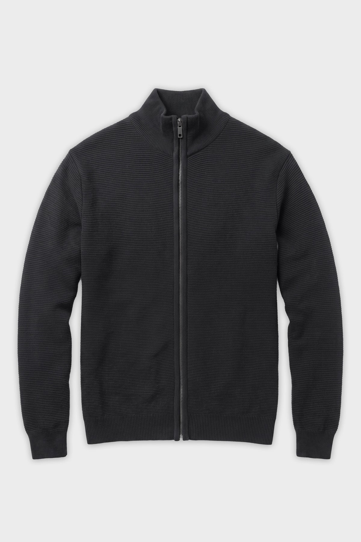 POINT ZERO - OTTOMAN KNIT FULL MOCK ZIP SWEATER