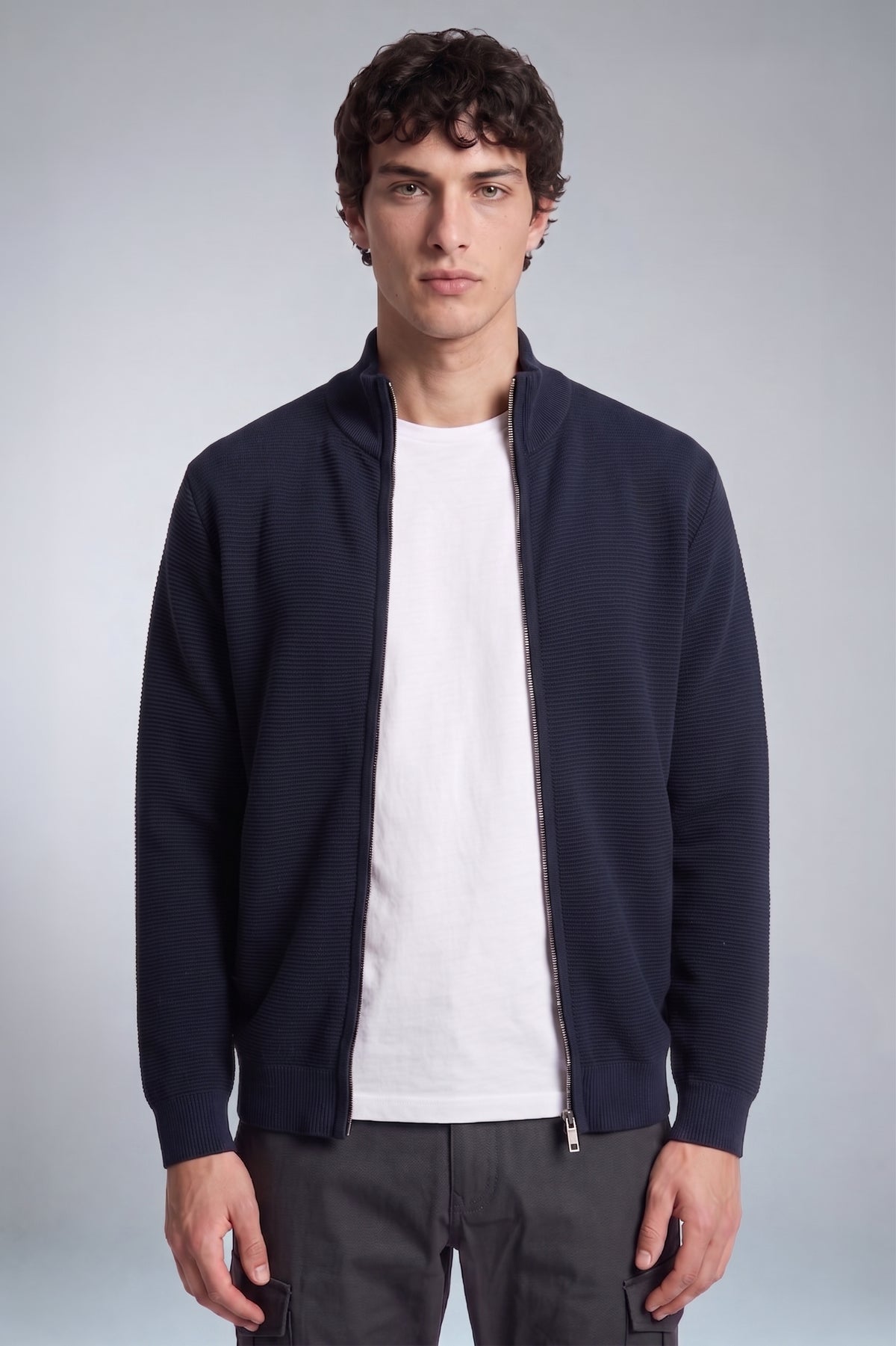 POINT ZERO - OTTOMAN KNIT FULL MOCK ZIP SWEATER