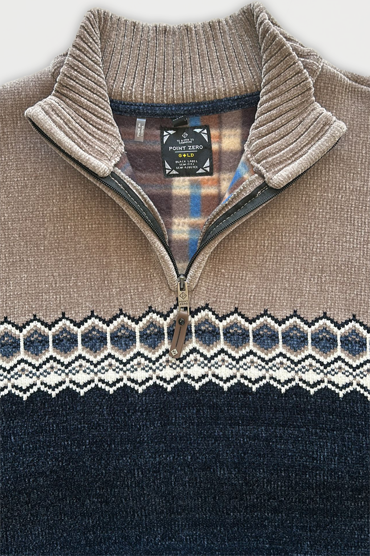 POINT ZERO - BONDED CHENILLE MOCK NECK SWEATER