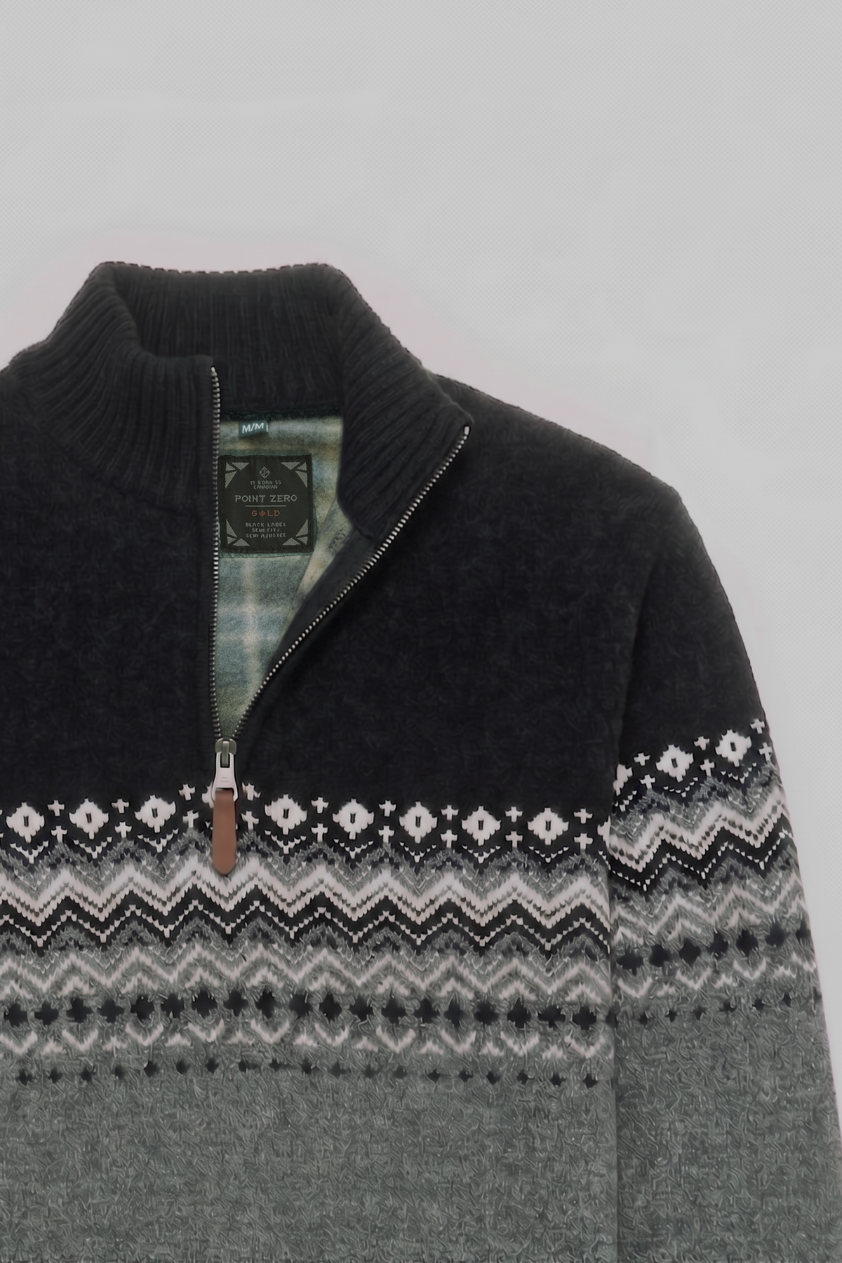 POINT ZERO - BONDED CHENILLE MOCK ZIP SWEATER