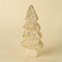 INDABA - CARVED PAPER MACHE TREE L, WHITE