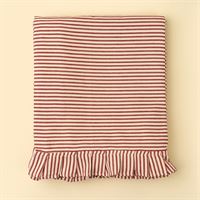 INDABA - RED TICKING RUFFLE TABLECLOTH - 110L"