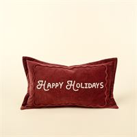 INDABA - 21X12 HAPPY HOLIDAYS PILLOW, RED