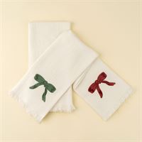INDABA - EMBROIDERED BOW WAFFLE HAND TOWELS S/2
