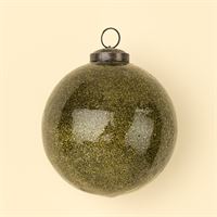 INDABA - GLITTER BALL HOLIDAY ORNAMENT L, MOSS