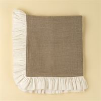 INDABA - VELVET RUFFLE LINEN THROW, IVORY