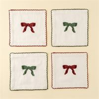 INDABA - EMBROIDERED BOW COCKTAIL NAPKINS S/4