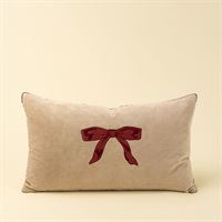 INDABA - 21X12 VELVET BOW PILLOW, RED