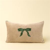 INDABA - 21X12 VELVET BOW PILLOW, GREEN