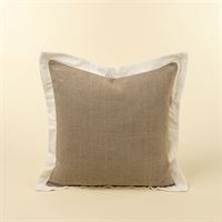 INDABA - 20X20 VELVET EDGE LINEN PILLOW, IVORY