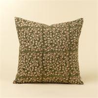 INDABA - 20X20 WILDVINE BLOCK PRINT PILLOW, OLIVE