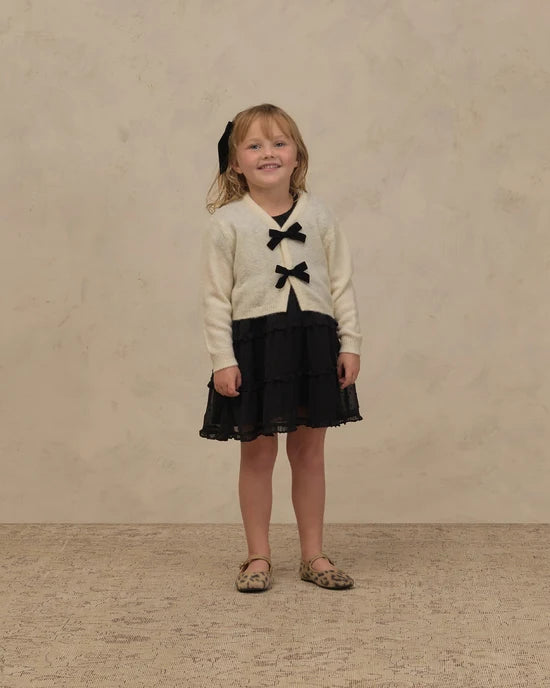 NORALEE - GIRLS IVORY BOW CARDIGAN