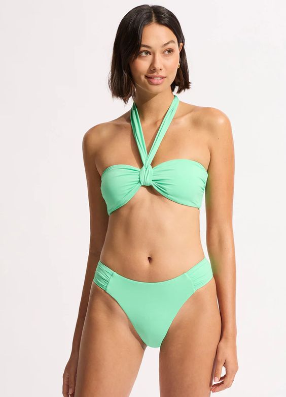 SEAFOLLY- LADIES HIGH LEG ROUCHED SWIM BOTTOM   