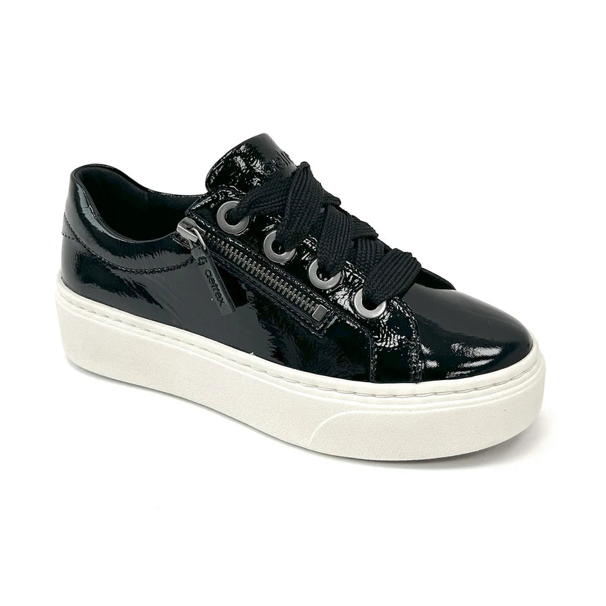 AETREX- WOMEN'S AUBREY ARCH SUPPORT PLATFORM BLACK PATENT SNEAKER