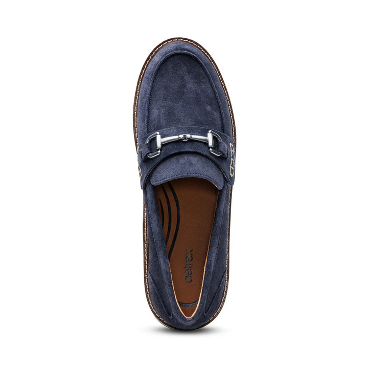 AETREX- WOMEN'S COLLETTE ARCH SUPPORT NAVY SUEDE LOAFER