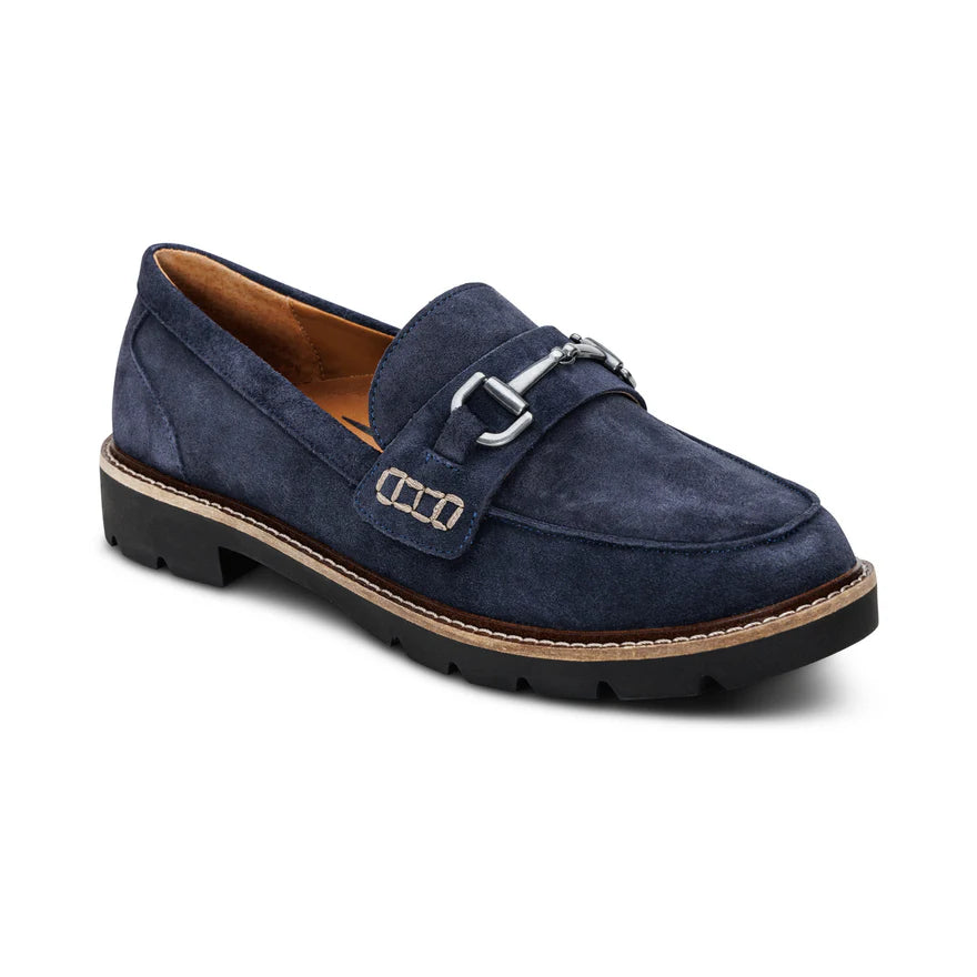 AETREX- WOMEN'S COLLETTE ARCH SUPPORT NAVY SUEDE LOAFER