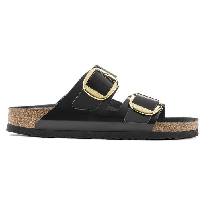 BIRKENSTOCK- ARIZONA BIG BUCKLE NATURAL LEATHER PATENT SANDAL