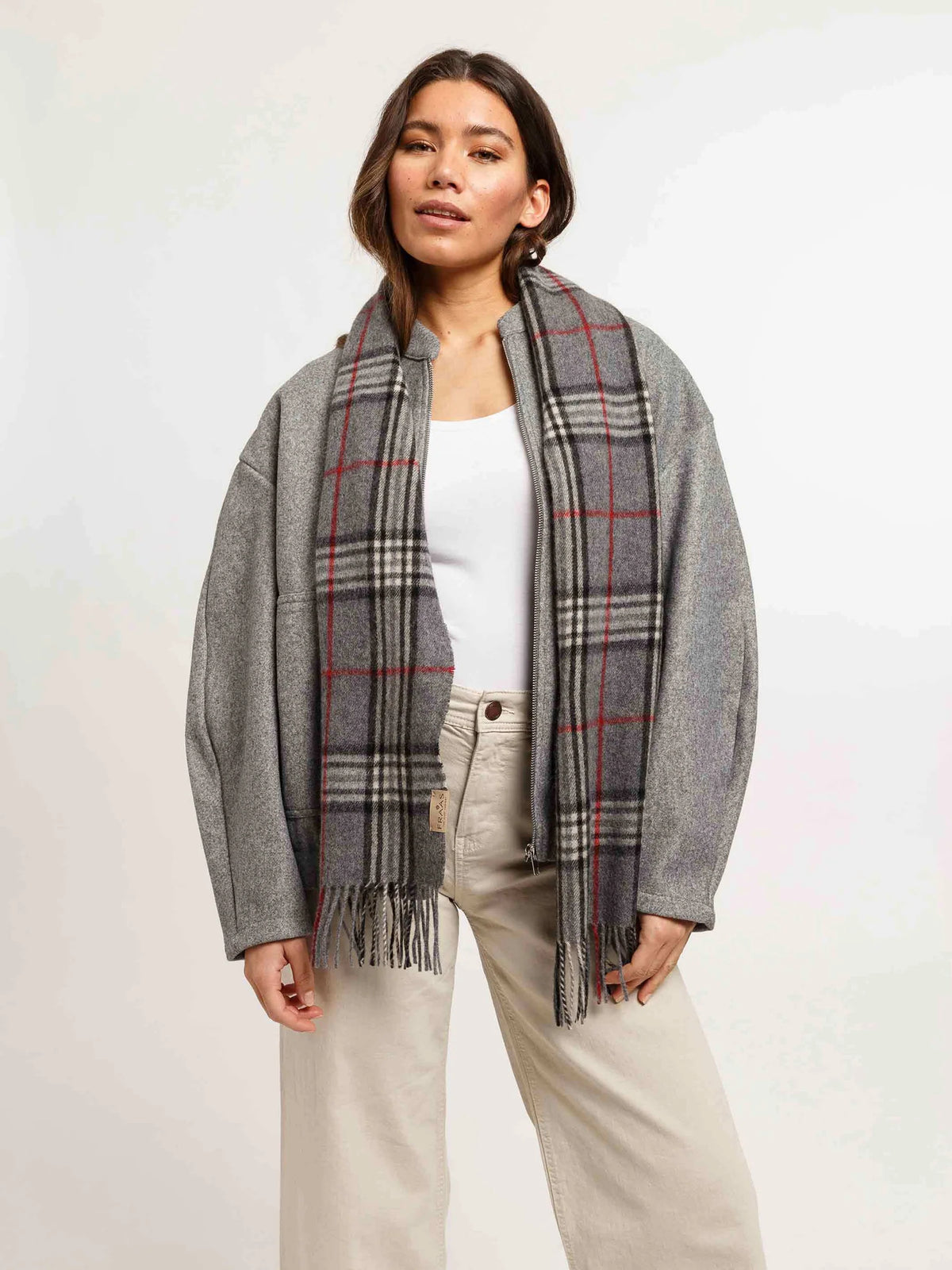 FRAAS - VIRGIN WOOL PLAID SCARF