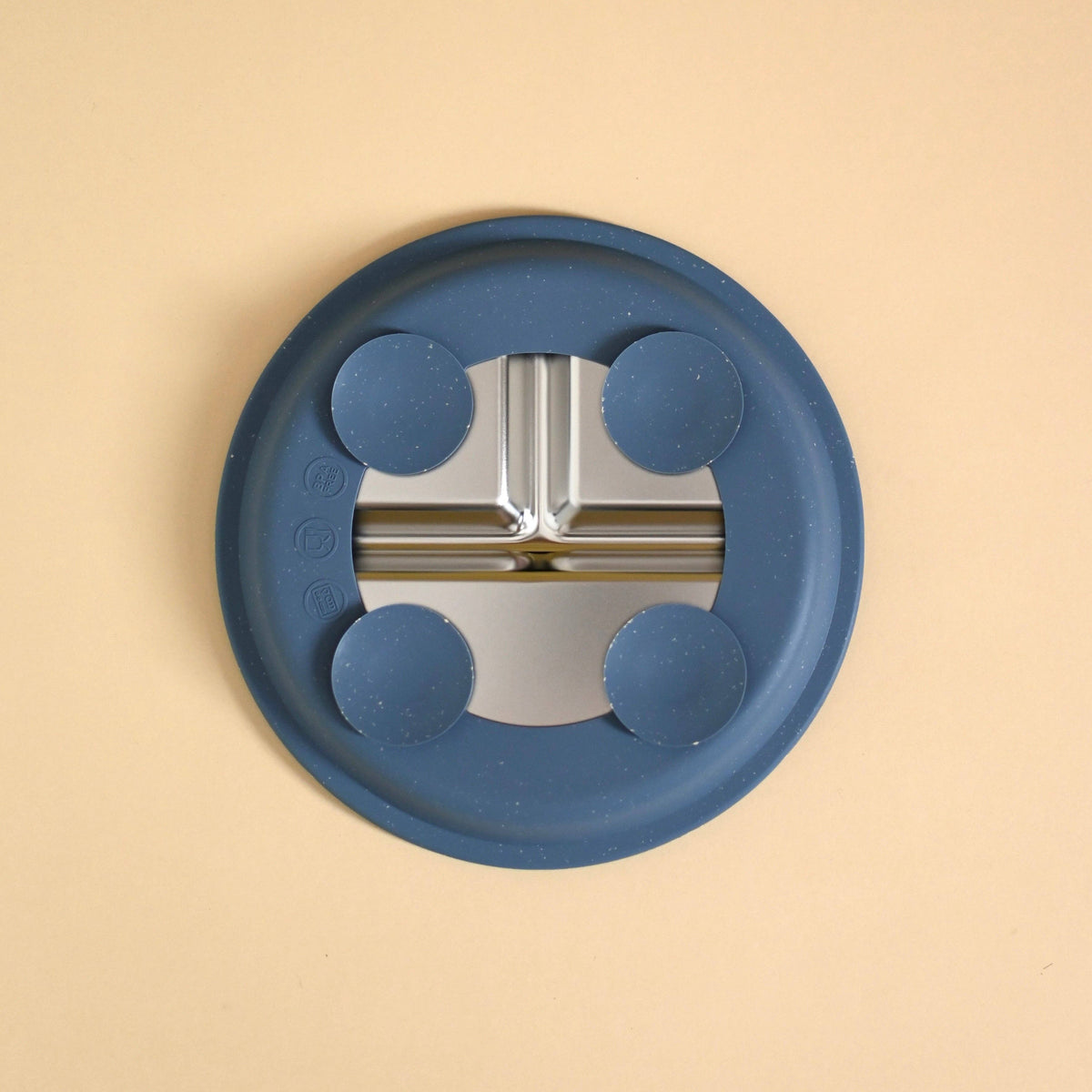 Stainless & silicone suction plate - Indigo
