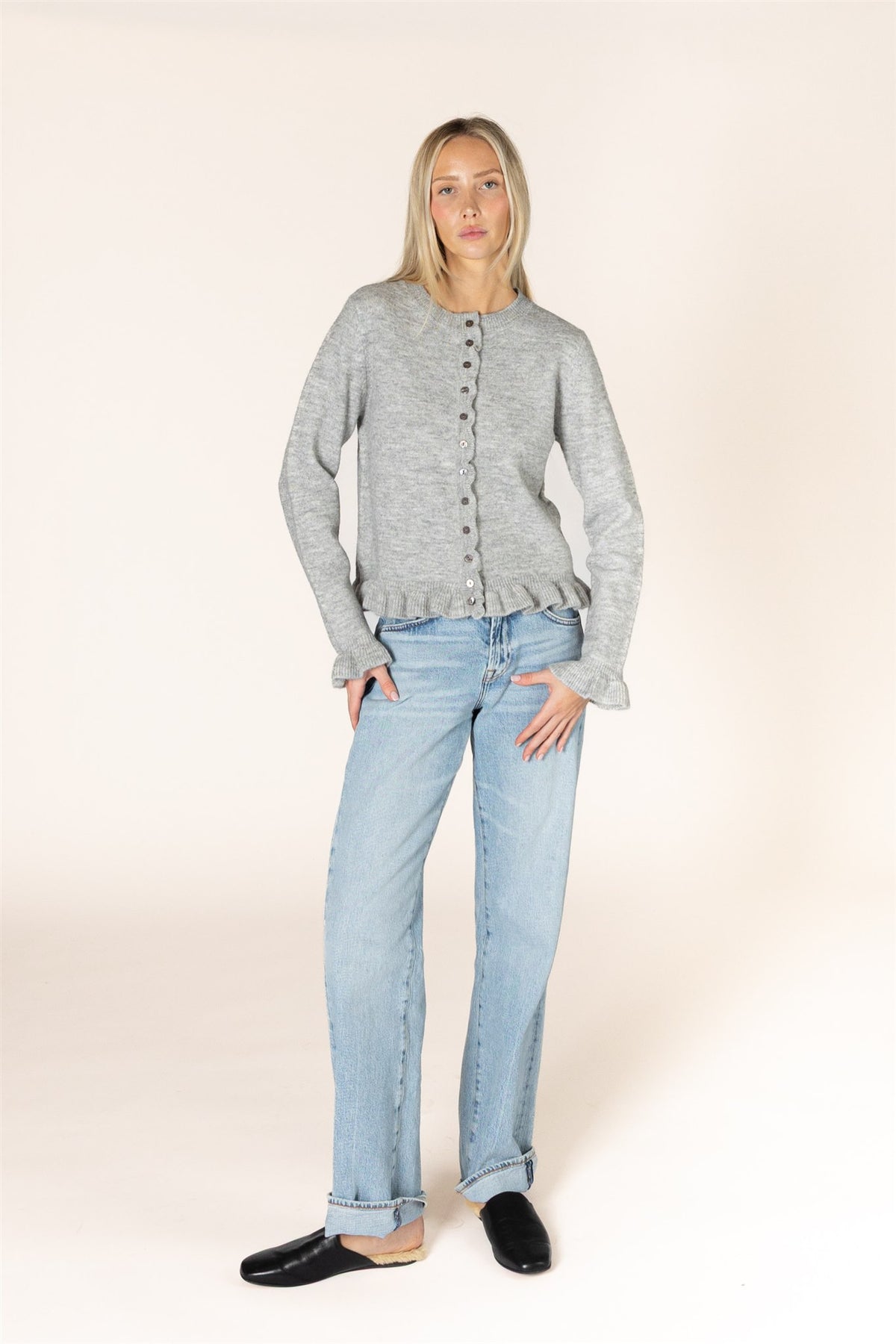 LYLA & LUXE - ANNORA NOVELTY RUFFLE CARDI